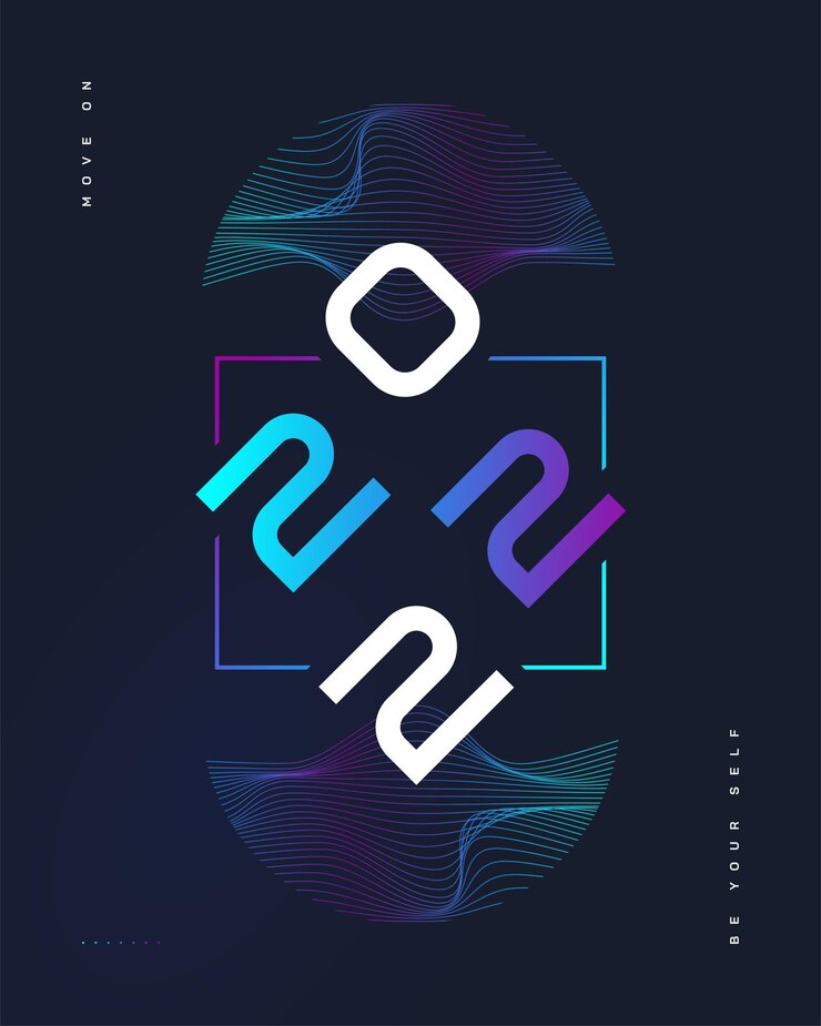 Vector happy new year 2022 poster design with colorful and futuristic style. new year celebration design template for flyer, poster, brochure, card, banner or postcard