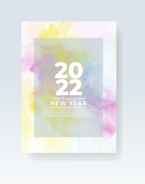 新年あけましておめでとうございます2022年のポスターまたは水彩ウォッシュスプラッシュとカードテンプレート