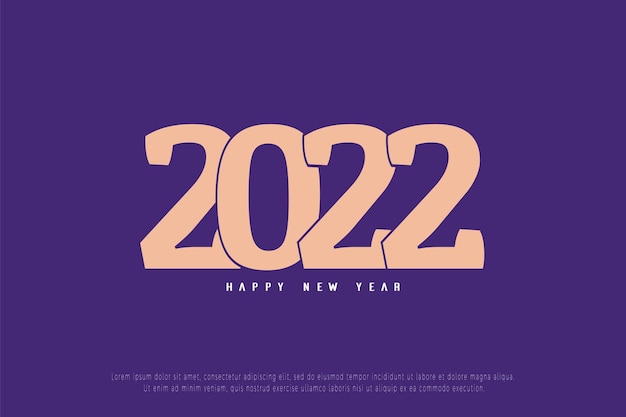 happy new year 2022 on purple background with stacked numbers