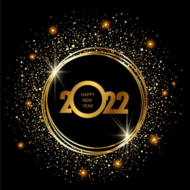 Vettore felice anno nuovo 2022 modelli vettoriali eleganti realistici oro realistico