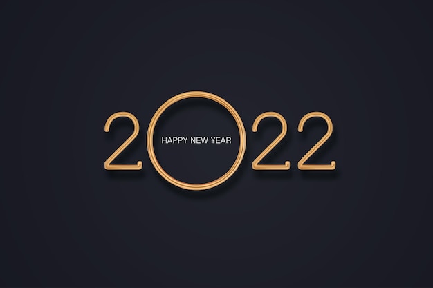 Happy new year 2022 realistic gold metal on the background vector