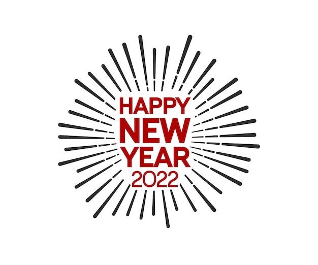 Happy new year 2022 red color with firework isolated white background for party celebration event