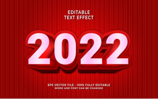 Happy new year 2022 red editable text effect