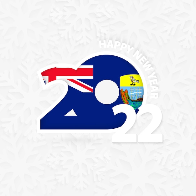 Happy New Year 2022 for Saint Helena on snowflake background.