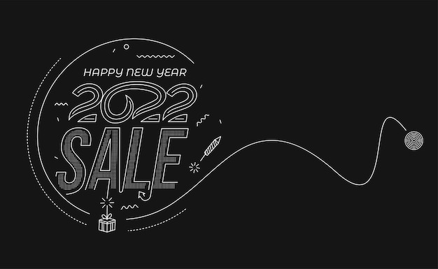 Felice anno nuovo 2022 shopping offerta design illustrazione vettoriale.