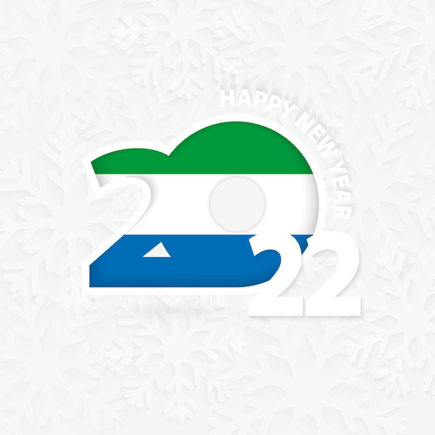 Vector happy new year 2022 for sierra leone on snowflake background.