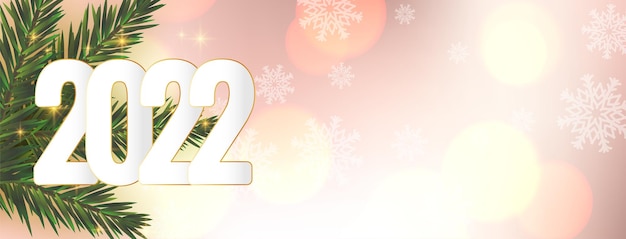 Felice anno nuovo 2022 vettore di design elegante banner bokeh