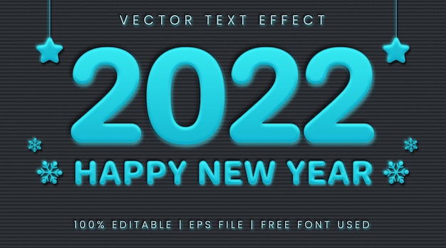 Happy new year 2022 text, neumorphism text effect style