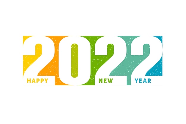 다채로운 스타일, 벡터 일러스트 레이 션에 행복 한 새 해 2022 텍스트 인쇄 술 디자인
