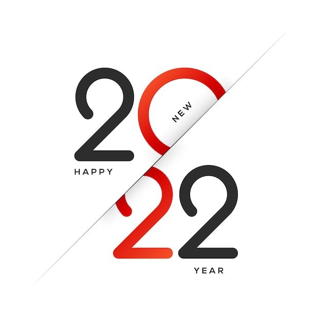 Вектор С новым годом 2022 дизайн типографики текста в красных и черных тонах