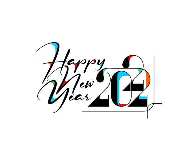 Happy New Year 2022 Text Typography Design Patter, Vector illustration.