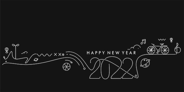 Felice anno nuovo 2022 testo con il mondo dei viaggi design patter, illustrazione vettoriale.