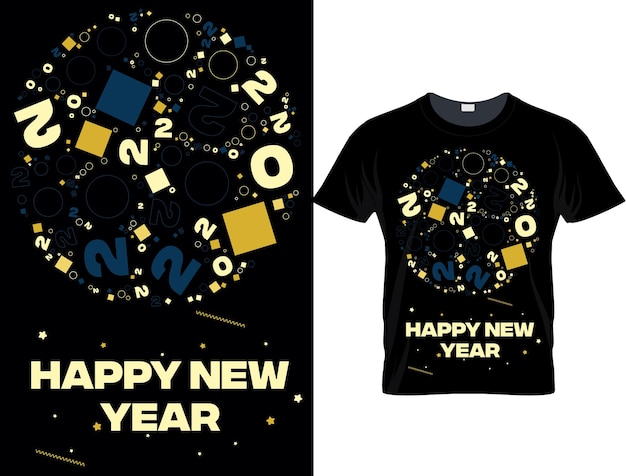 с новым годом 2022 модная черная типография дизайн футболки для фестиваля