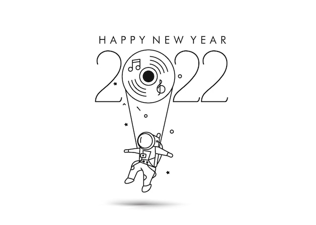 Felice anno nuovo 2022 con astronauta design, illustrazione vettoriale.