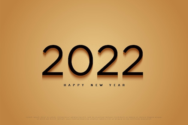 검은 3d 숫자 일러스트와 함께 새해 복 많이 받으세요 2022
