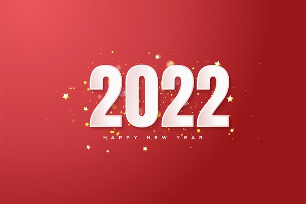 빨간색 배경에 굵은 흰색 숫자가 있는 2022년 새해 복 많이 받으세요