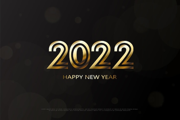 happy new year 2022 with a dotted line in the middle of the number