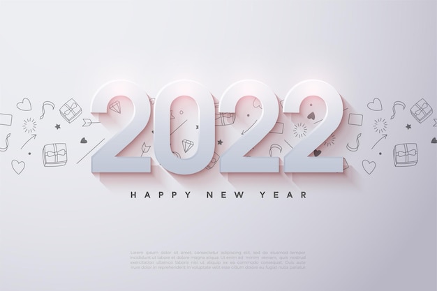 엠보싱 및 음영 처리 된 숫자가있는 2022 년 새해 복 많이 받으세요