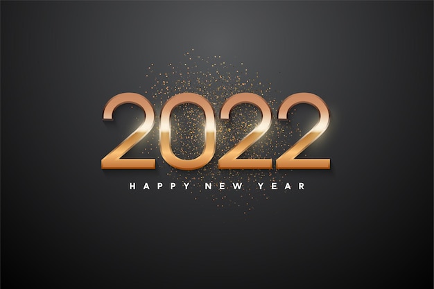 Happy new year 2022 with glowing numbers