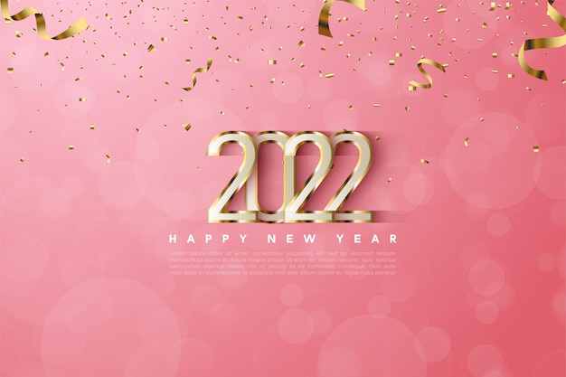 Vector happy new year 2022 with luxury gold border