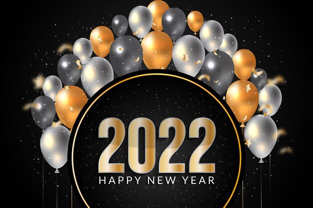happy new year 2022 with realistic ballon design
