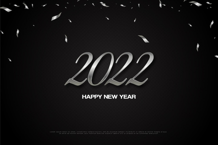 с новым годом 2022 с летающими над лентами кусочками