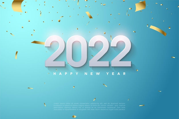 Happy new year 2022 with soft shaded numbers