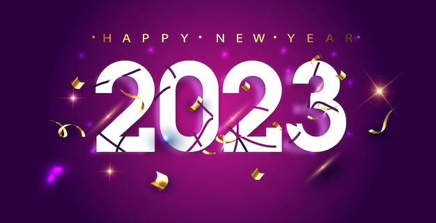 happy new year 2023 3d text typography design with background