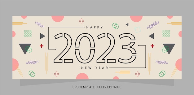 Happy New Year 2023 Background Design Template. Greeting Card, Banner, Poster. Vector Illustration