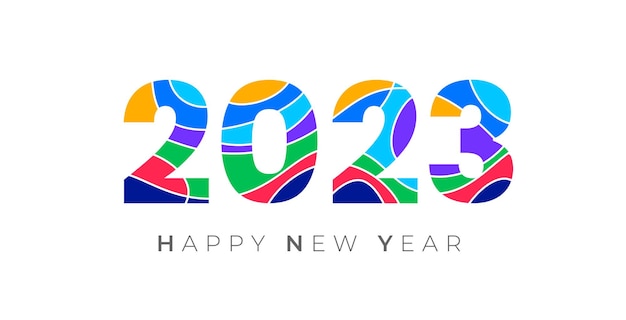 Happy new year 2023 background template or   2023 colorful text design