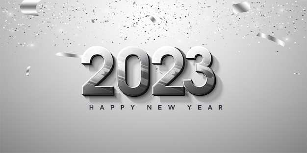 happy new year 2023 background with 3D number illustration.