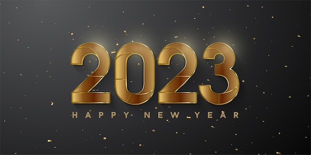 happy new year 2023 background with 3D number illustration.