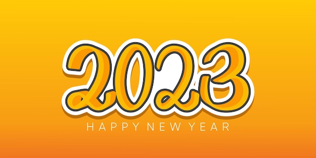 Happy new year 2023 background with orange color 3d effect