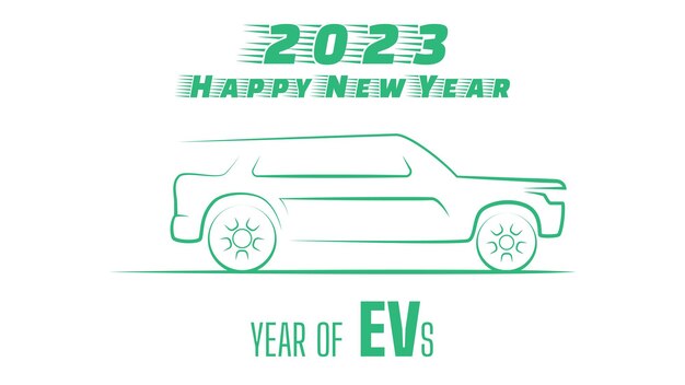 Happy New Year 2023 banner for automobile news garages social media promotions etc