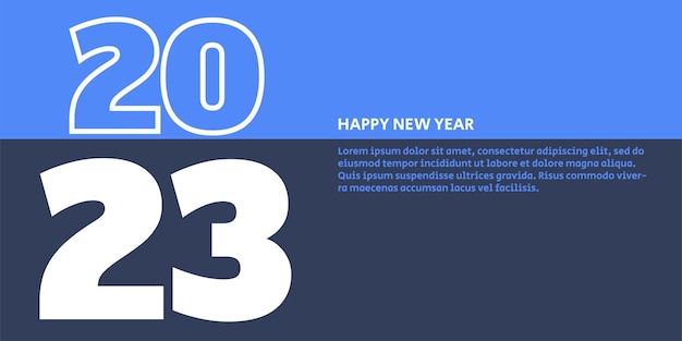 Happy New Year 2023 Banner flyer greeting card and media post template In blue and white colors