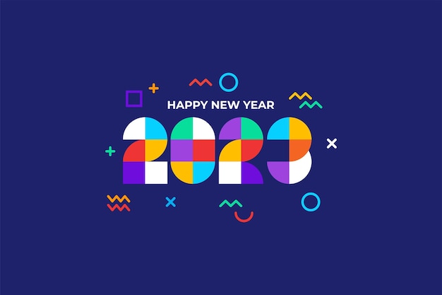 明けましておめでとう 2023 バナー ロゴ デザイン イラスト、クリエイティブでカラフルな 2023 年新年ベクトル