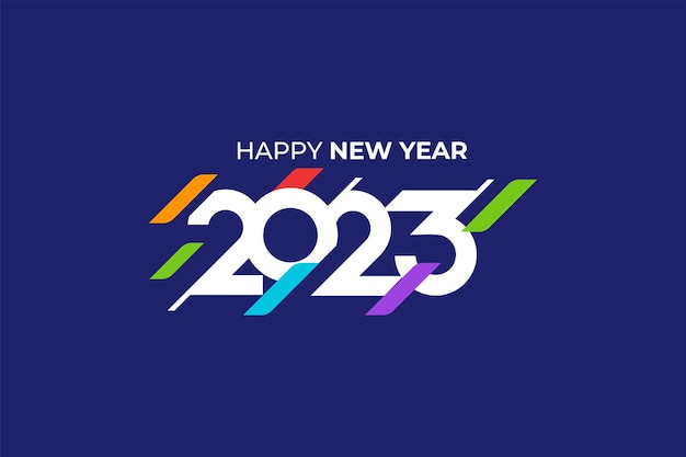 벡터 새해 복 많이 받으세요 2023 배너 로고 디자인 일러스트 레이 션, 창의적이고 다채로운 2023 새해 벡터