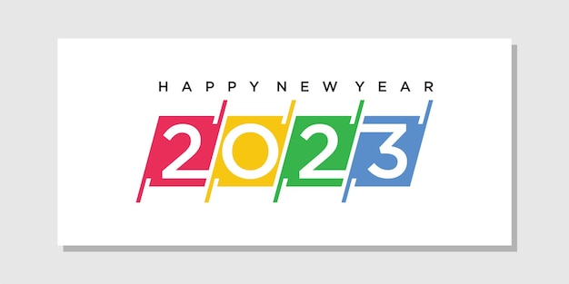 明けましておめでとうございます 2023 バナー ロゴ デザイン イラスト、クリエイティブでカラフルな 2023 年新年ベクトル