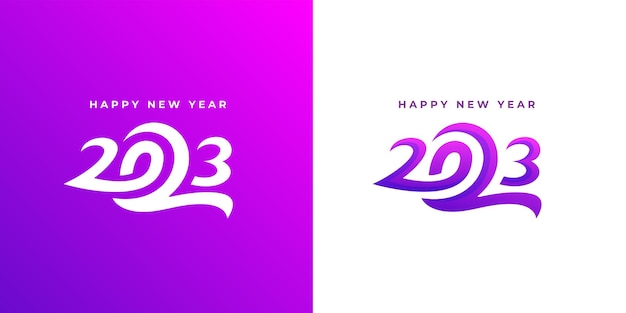 Felice anno nuovo 2023 banner logo design illustrazione, creativo e colorato 2023 nuovo anno vettore