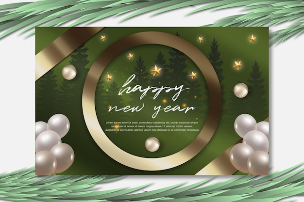happy new year 2023 banner template design with golden text effect
