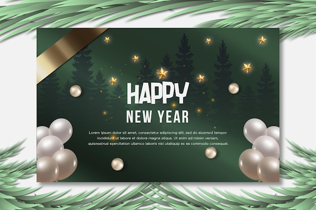 Happy new year 2023 banner template design with golden text effect