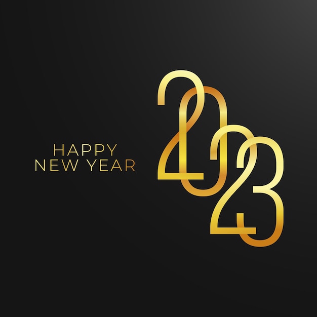 Happy New Year 2023 banner with 2023 gold color illustration on isolated background