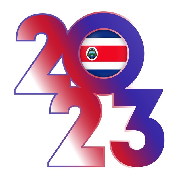 Happy New Year 2023 banner with Costa Rica flag inside Vector illustration