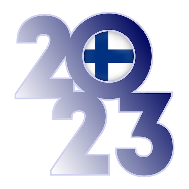 Happy New Year 2023 banner with Finland flag inside Vector illustration