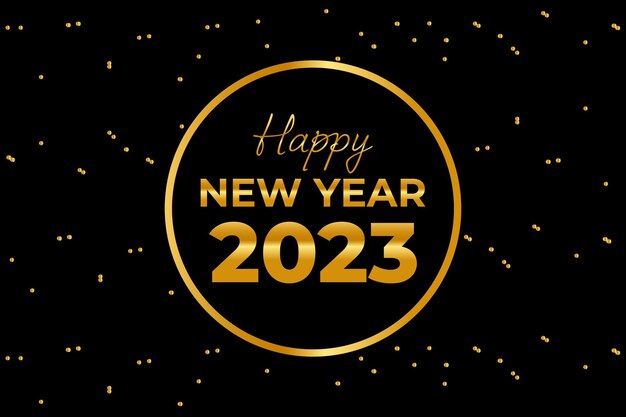 황금 벡터 일러스트와 함께 행복 한 새 해 2023 배너