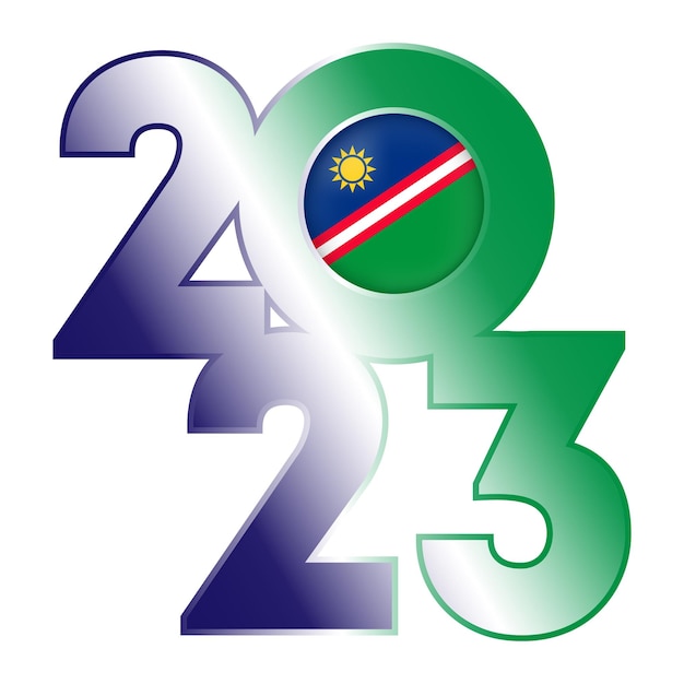 Happy new year 2023 banner con la bandiera della namibia all'interno dell'illustrazione vettoriale