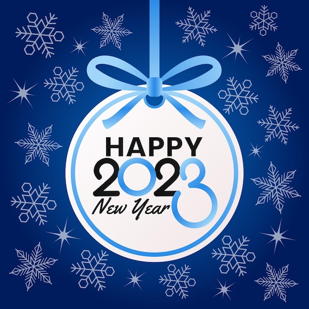 Happy New Year 2023 Blue Greeting Card template vector illustration
