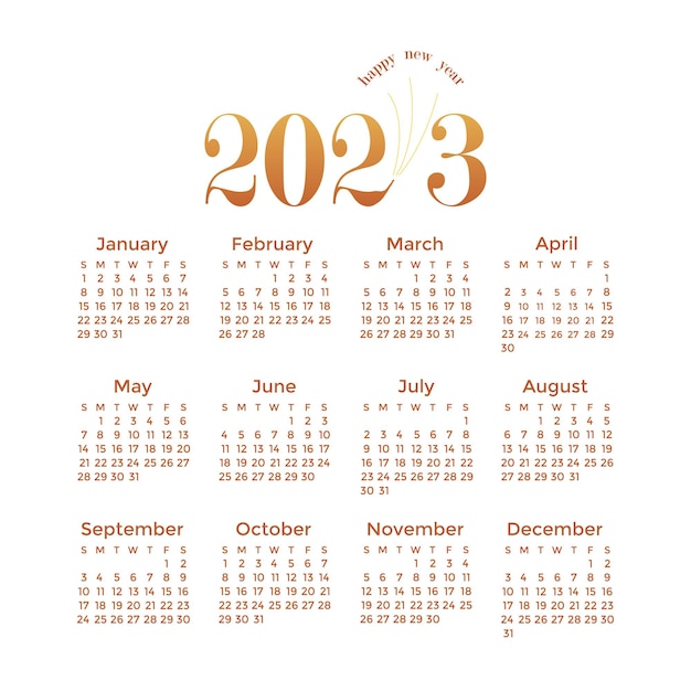 happy new year 2023 calendar template design