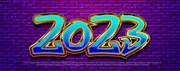 Happy new year 2023 celebration background with Scifi numbers