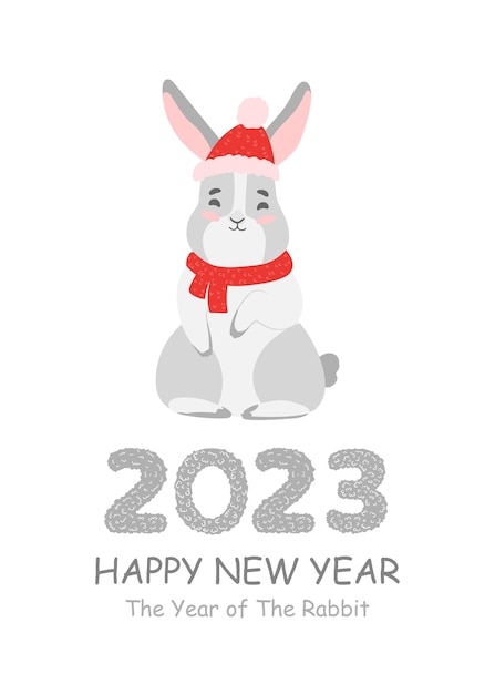 Happy new year 2023 Chinese Lunar rabbit bunny hare for holiday decor card poster banner flyer